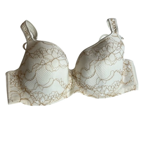 Cacique Lace Wired Bra Size 38D Cream and Gold - Picture 1 of 15